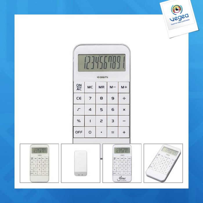 Calculatrice personnalisable de poche en plastique. calculatrice