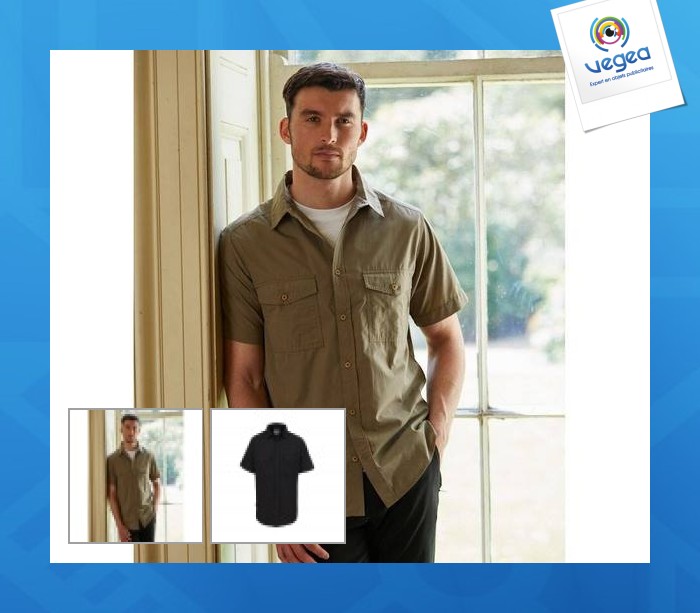 Camisa manga corta de gastronomía de poliéster/popelina de algodón con 1  bolsillo para hombre