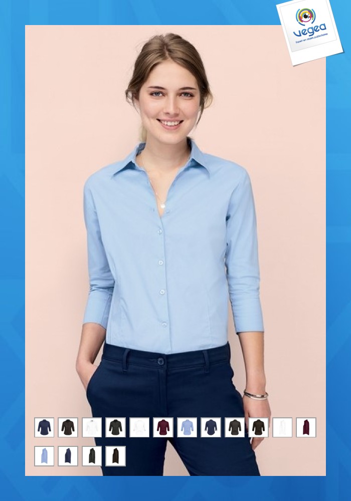 Chemise femme publicitaire manches 3/4 - effect chemise femme