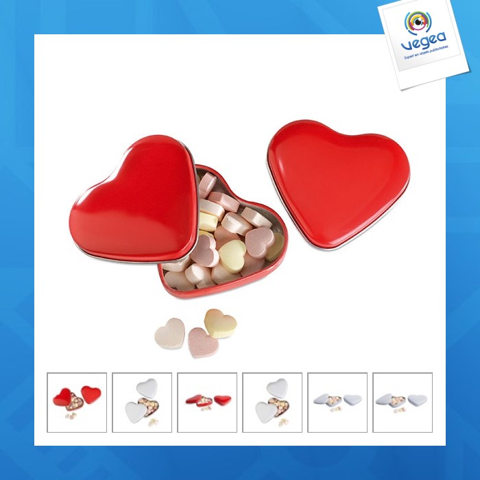 Corazón con caja de caramelos caramelos con forma de corazón