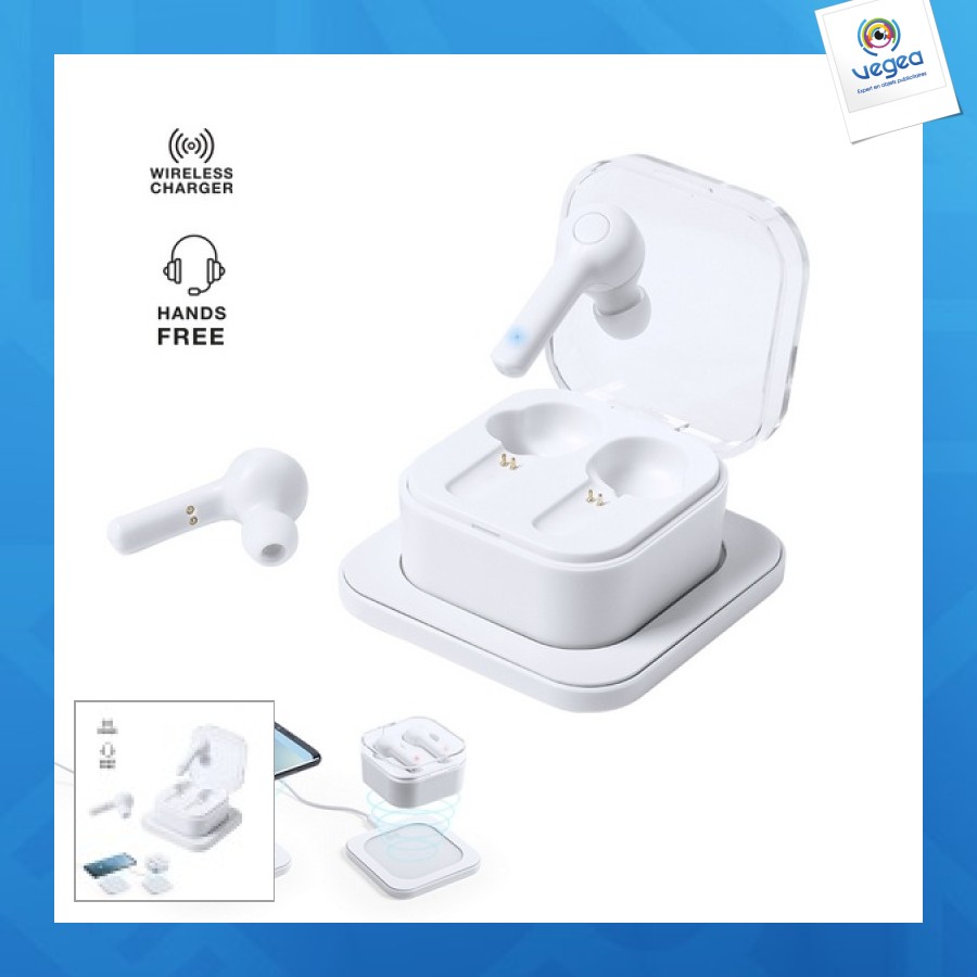 Headphones with wireless charging base 