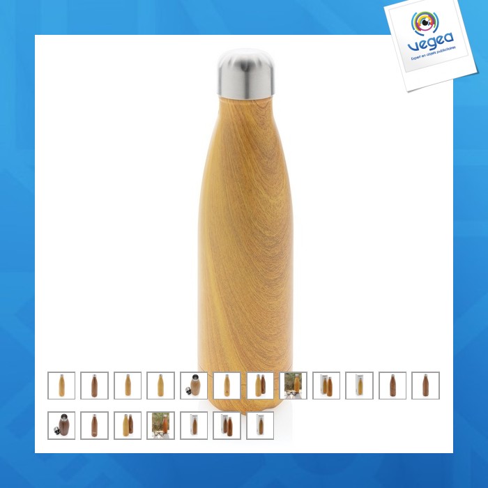 Isothermal bottle wood effect thermos flask