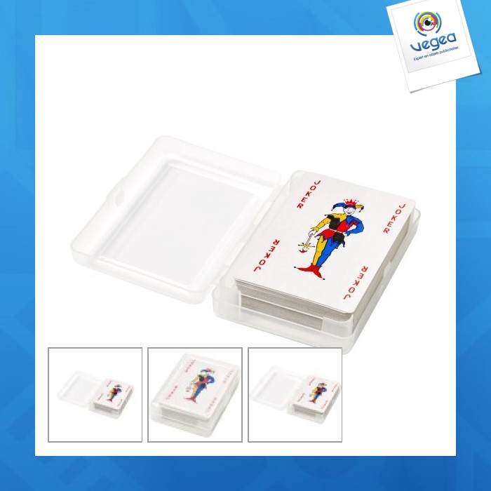 Jeu de 54 cartes publicitaire sous étui plastique Jeu de 54 cartes publicitaire sous étui plastique