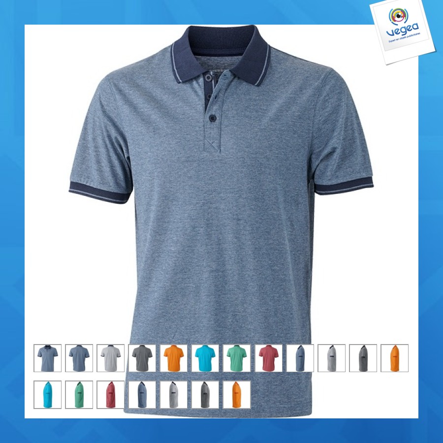 Lama double-tone heathered polo shirt 