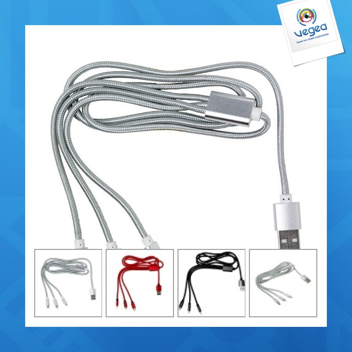 Largo cable de carga personalizable 3 en 1 cable de carga