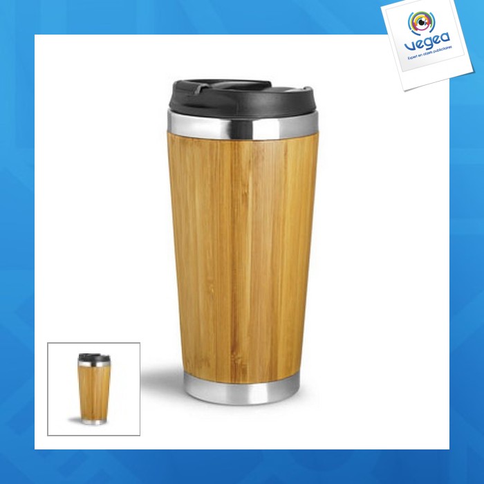 Mug isotherme personnalisable leakproof 410 ml wood you Mug isotherme
