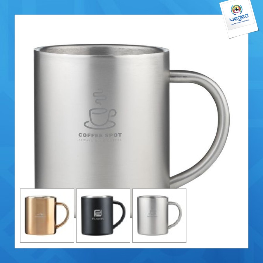 Mug personnalisable à double paroi isolante 300 ml mug et tasse en métal