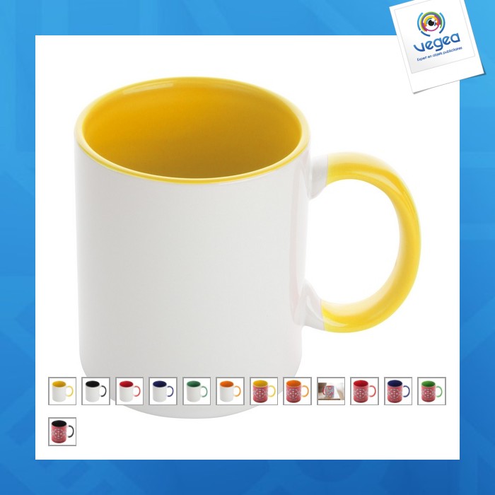 Mug personnalisé bicolore en céramique 350 ml pour marquage quadri mug avec impression photo quadri