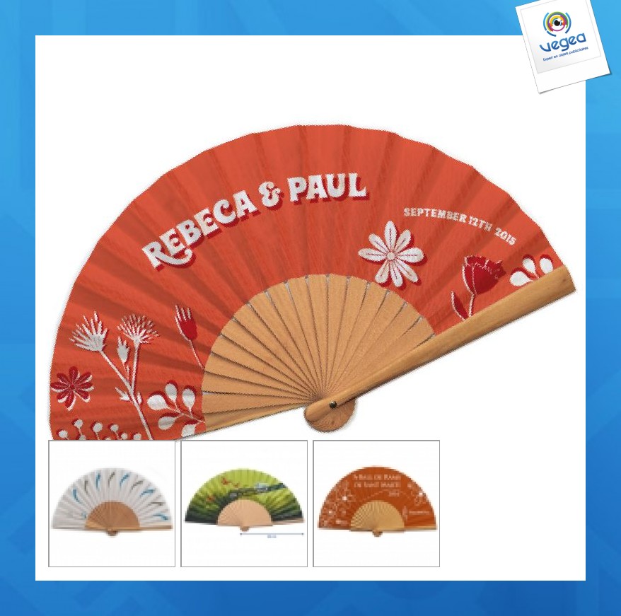 Natural wood fan with fabric range