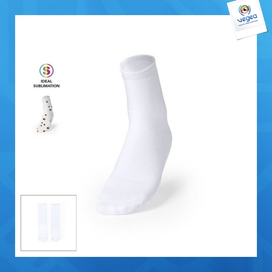 Paire de chaussettes personnalisable en polyester blanc 