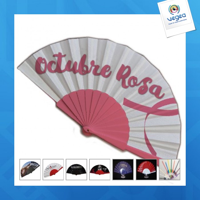Plastic fan with fabric range