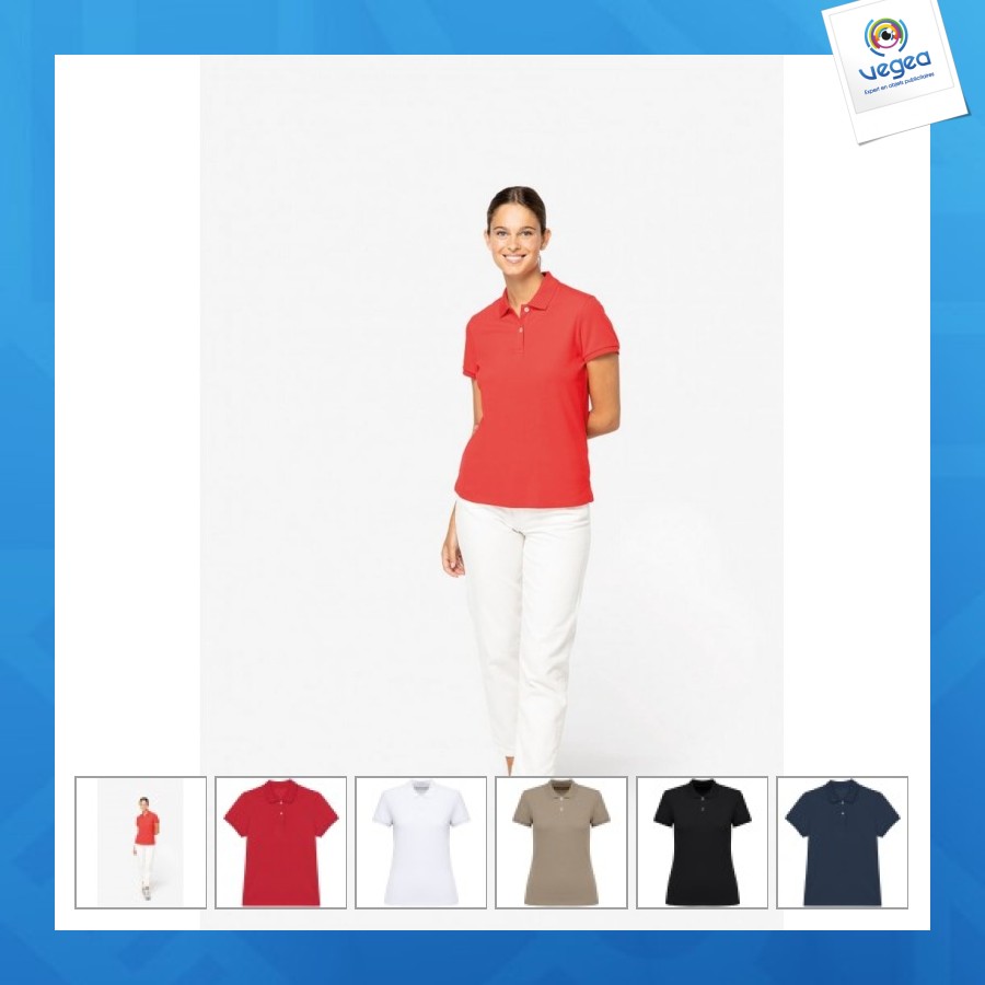 Polo écoresponsable maille piquée femme Polo écoresponsable maille piquée femme