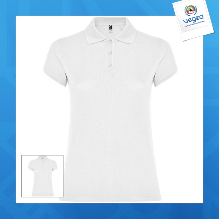 Polo femme personnalisable manches courtes star woman (blanc) polo femme