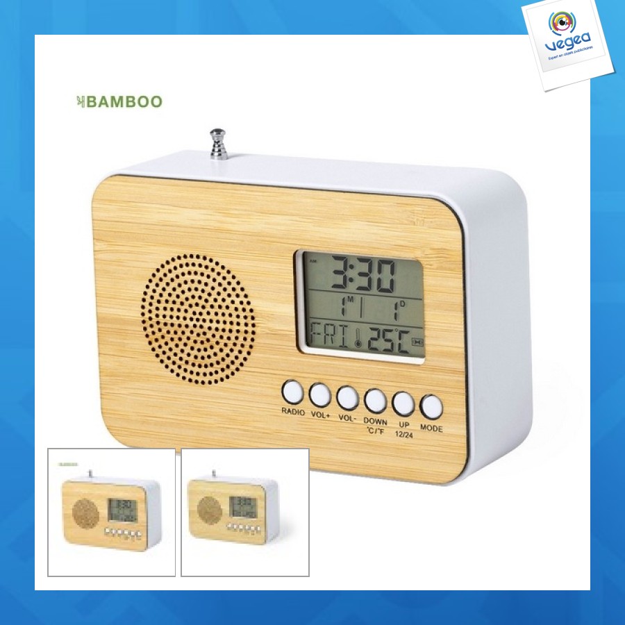 Radio personnalisée multifonctions finition bambou