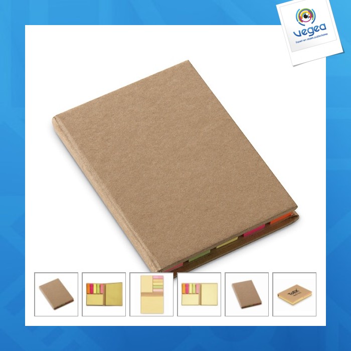 Recycled paper multi-pad with classic, repositionable pad and bookmarks