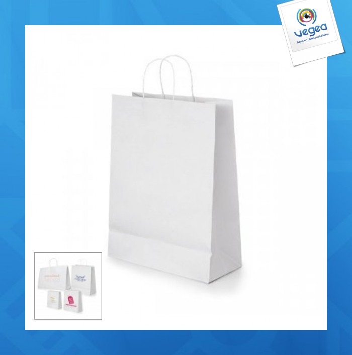 Sac en papier kraft personnalisable blanc 24 x 31 x 9 cm sac en papier