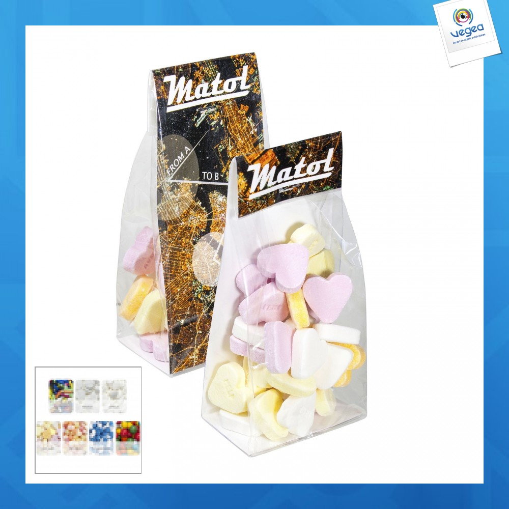 Sachet de bonbons avec carte imprimée bonbon à la menthe