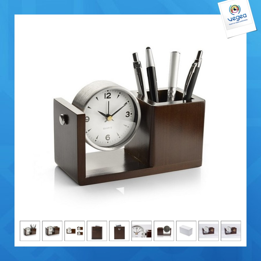 Schreibtischuhr mit bleistifttopf, Uhren und Pendeluhren, Uhren und  Pendeluhren