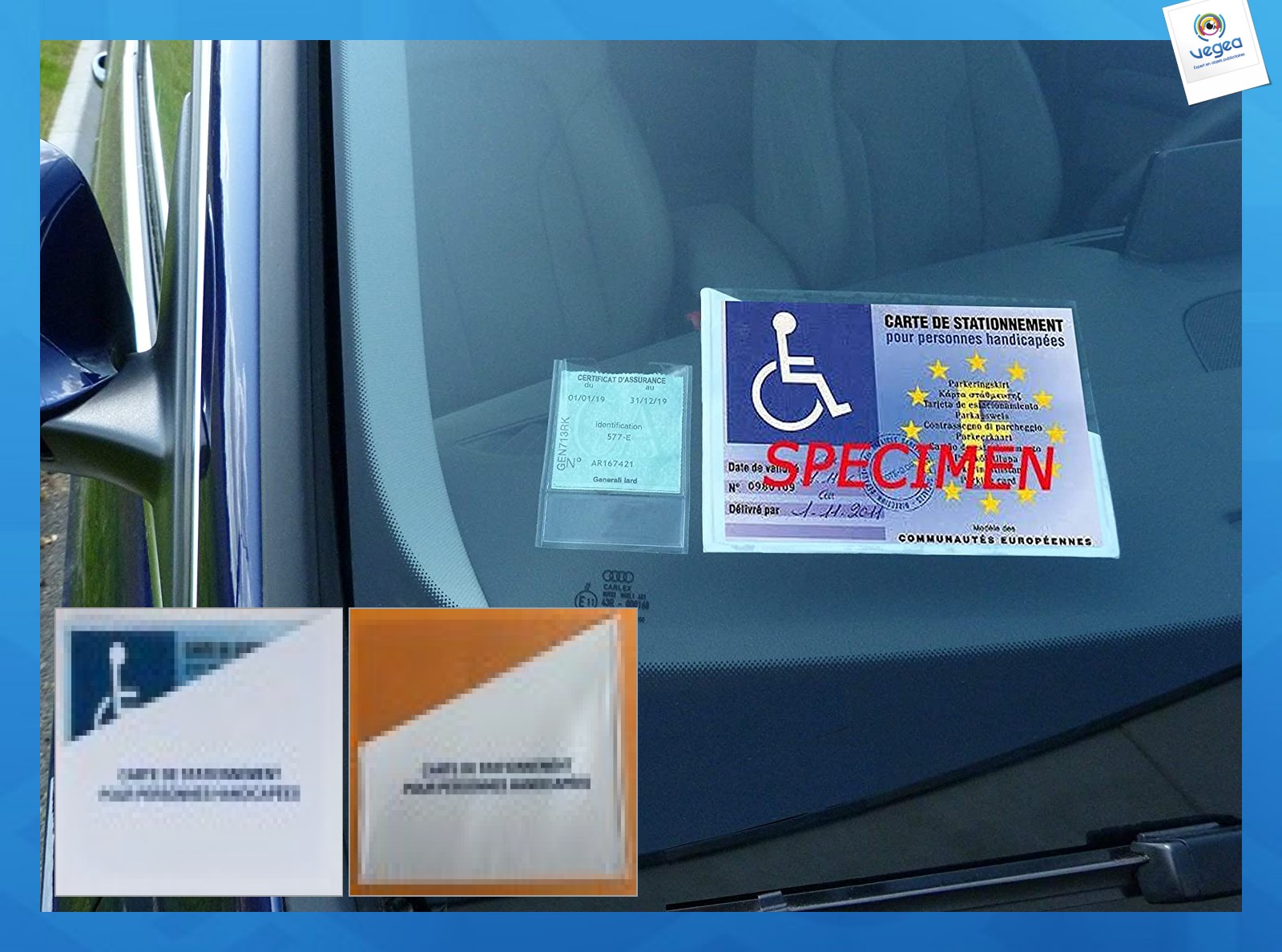 Selbstklebende tasche für den parkausweis für menschen mit behinderungen