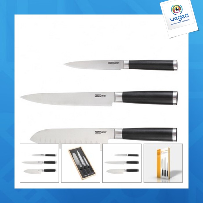 Set 3 couteaux type japonais en coffret Set 3 couteaux type japonais en coffret