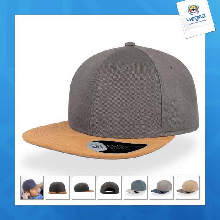 Snapback cap with suede peak