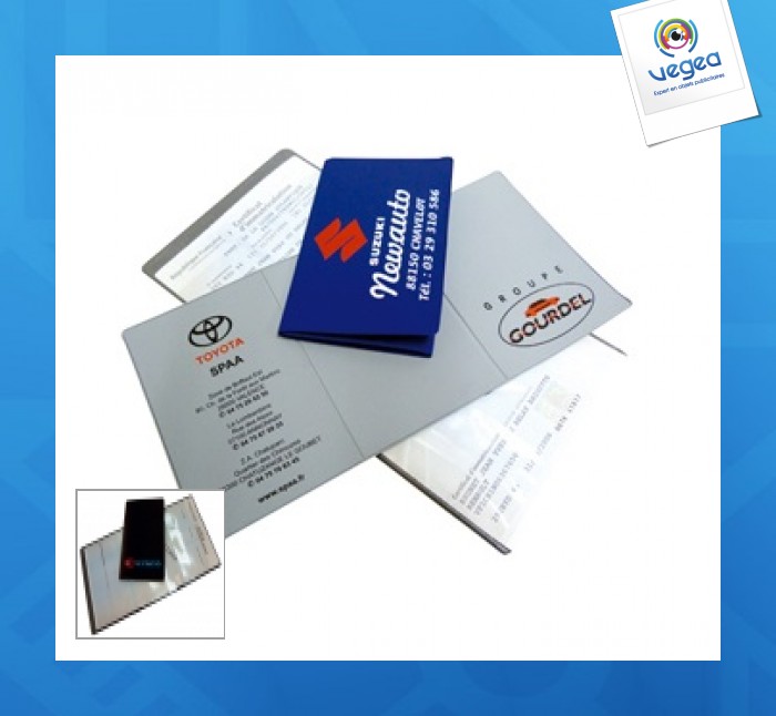 Soporte de tarjeta gris 3 paneles caja y bolsillo para la matrícula del coche y los papeles del coche