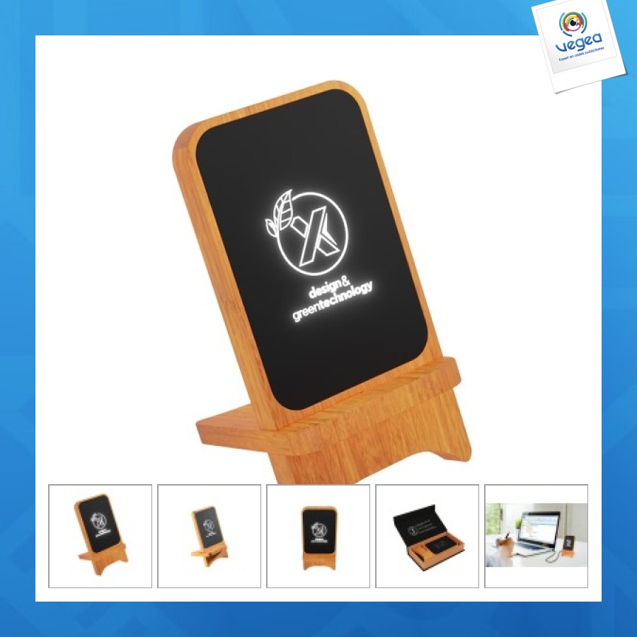 Support et chargeur personnalisable de téléphone 10w