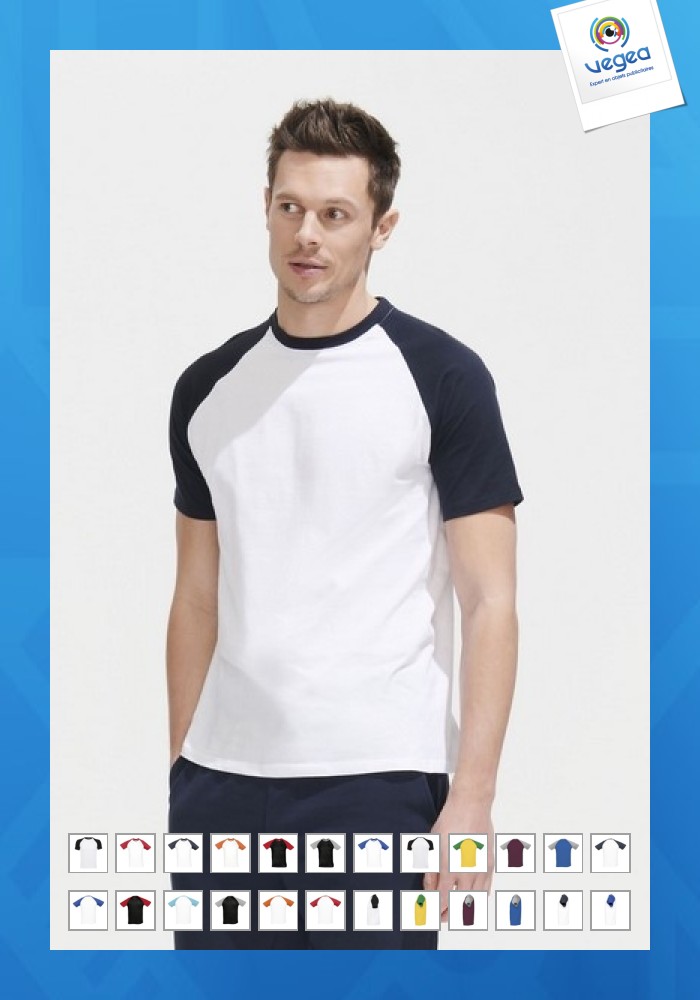 T-shirt logoté bicolore raglan funky T-shirt classique