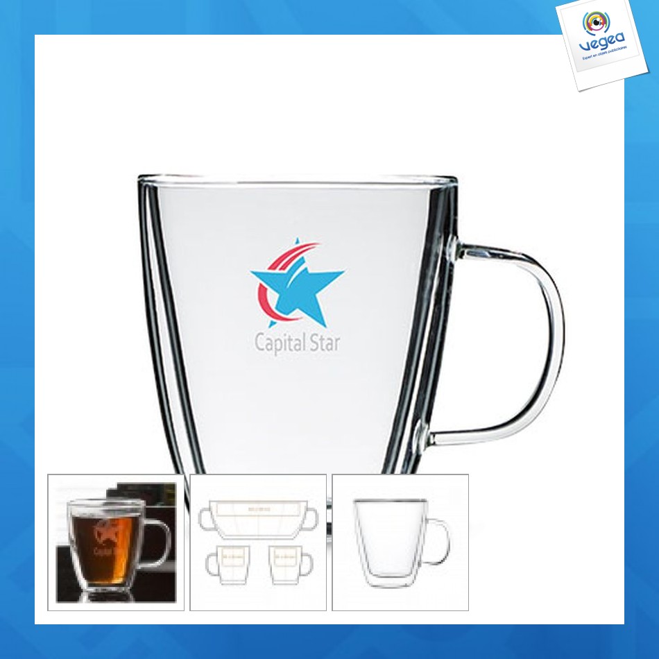 Gobelet Double Paroi Ambiente – Verre Transparent Multicolore, 9,5x10 Cm, Motif Noël
