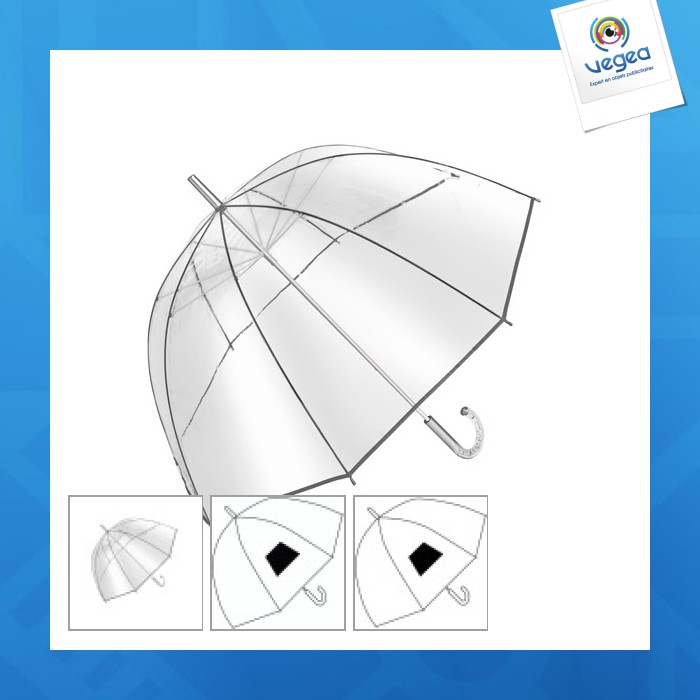 Transparent bell umbrella with swan neck handle