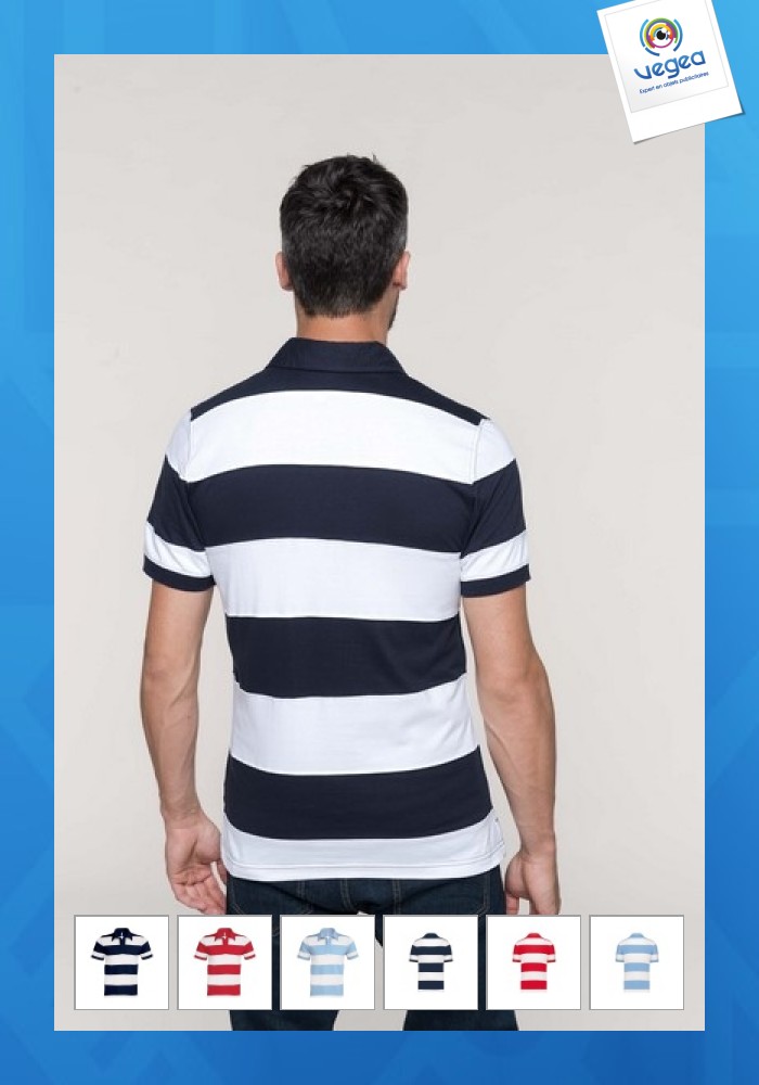 Two-tone striped polo shirt