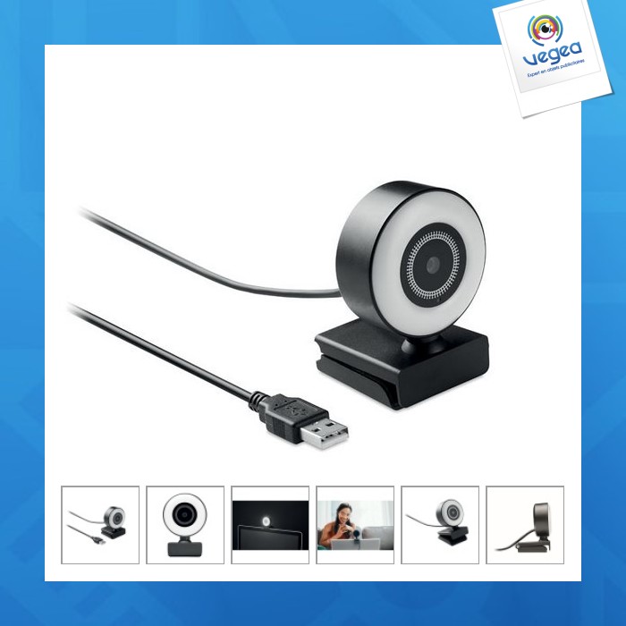 Webcam HD 1080p personnalisable avec microphone pour ordinateur.