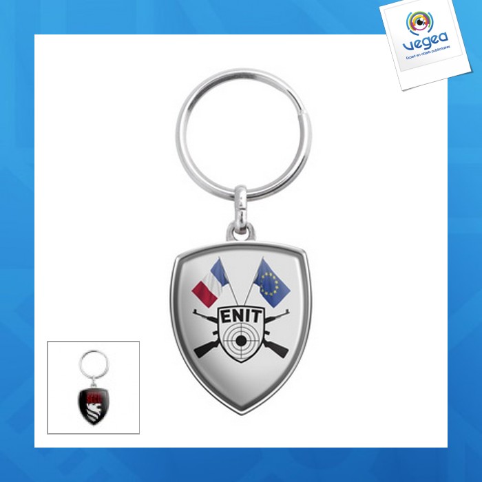 Zamac key ring in the shape of a coat of arms custom-made metal key ring